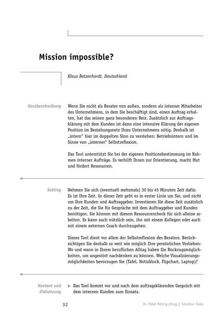 Solution-Tool: Mission impossible?